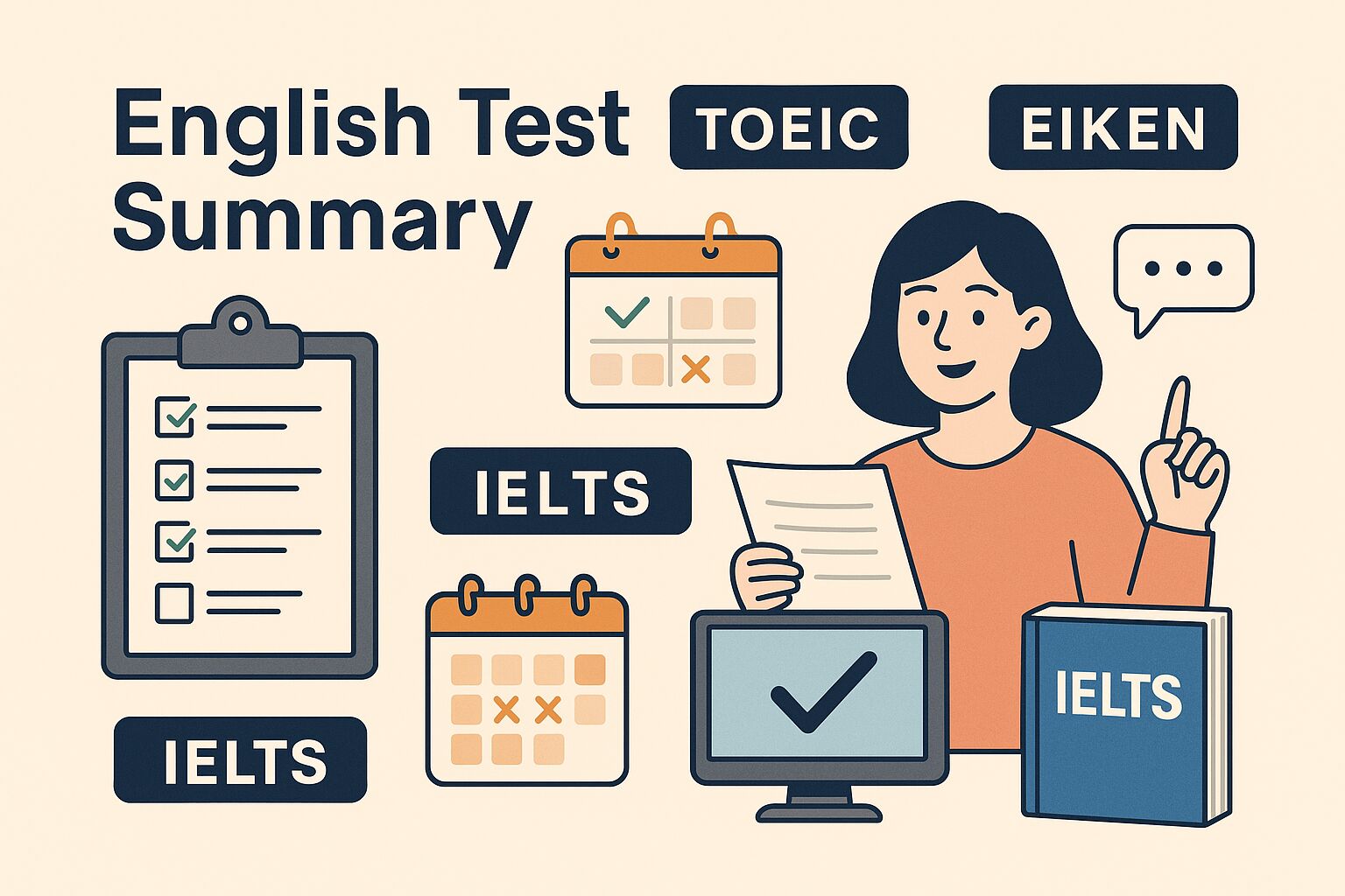 【試験まとめ】TOEIC・英検・IELTSなど主要英語試験の特徴と日程